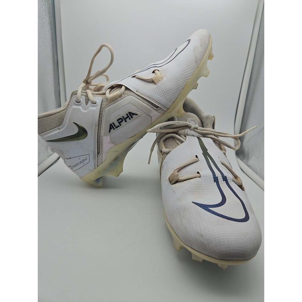 Nike Alpha Menace Pro 3 White Gold Football Cleats CT6649-105 Men's Size 12